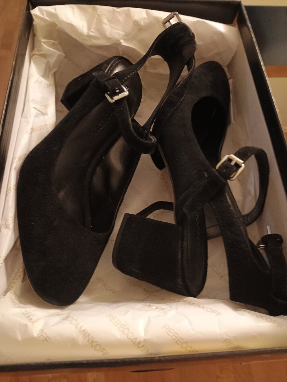 Black suede heels size 6
